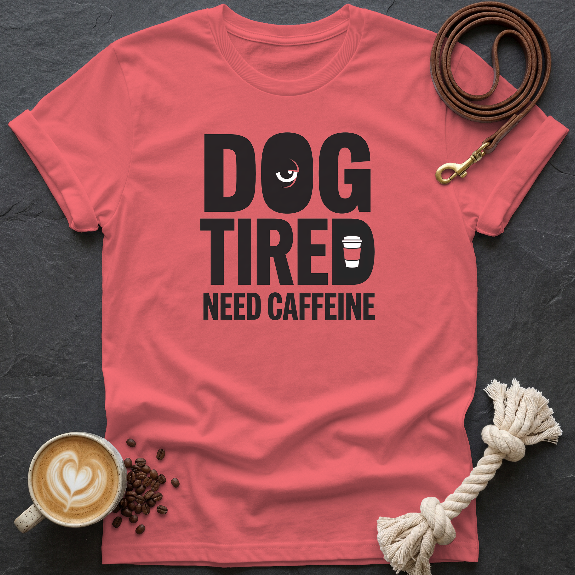Dog Tired — Bold T-Shirt - Coral Silk