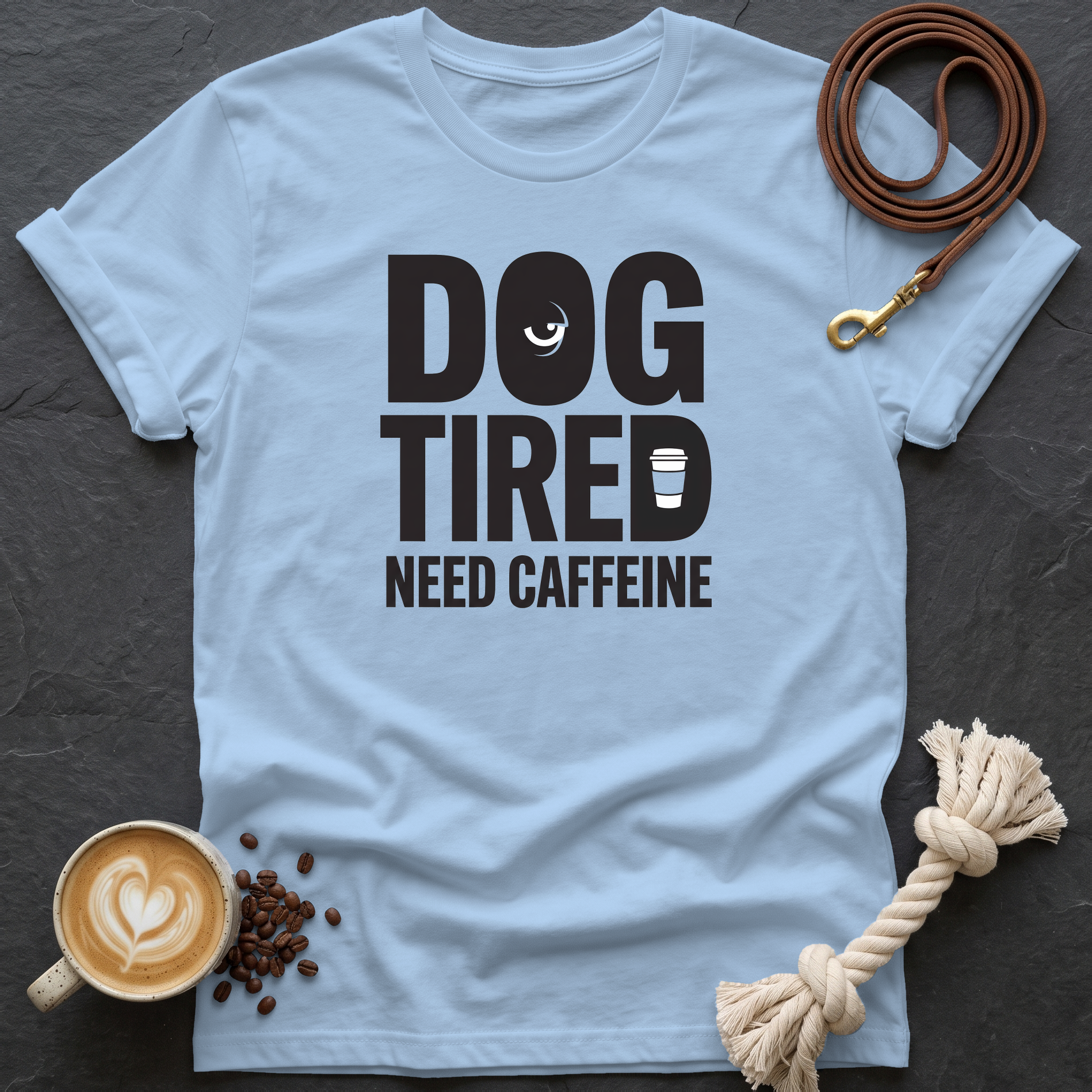 Dog Tired — Bold T-Shirt - Light Blue