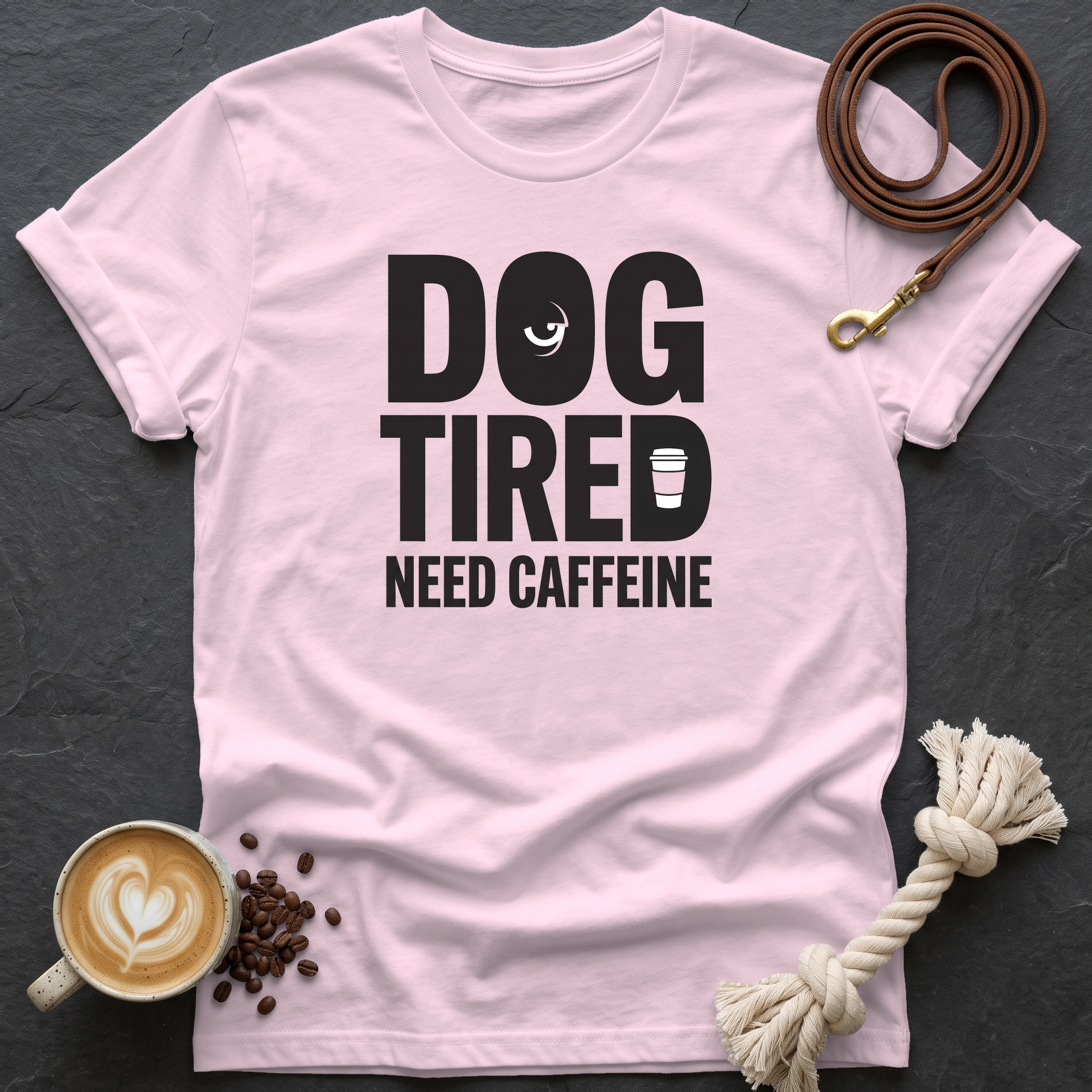 Dog Tired — Bold T-Shirt - Light Pink