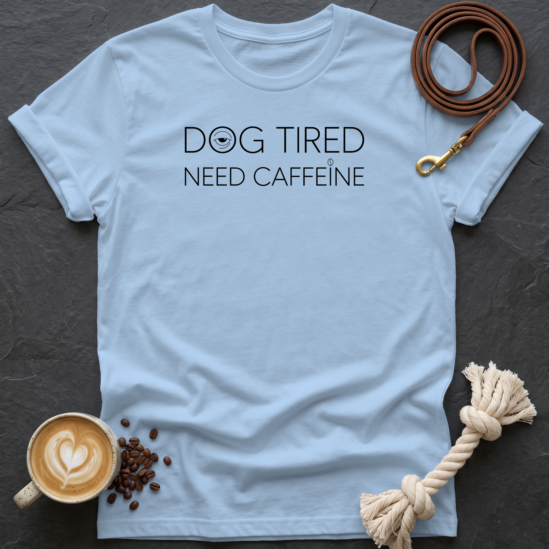 Dog Tired — Minimal T-Shirt - Light Blue