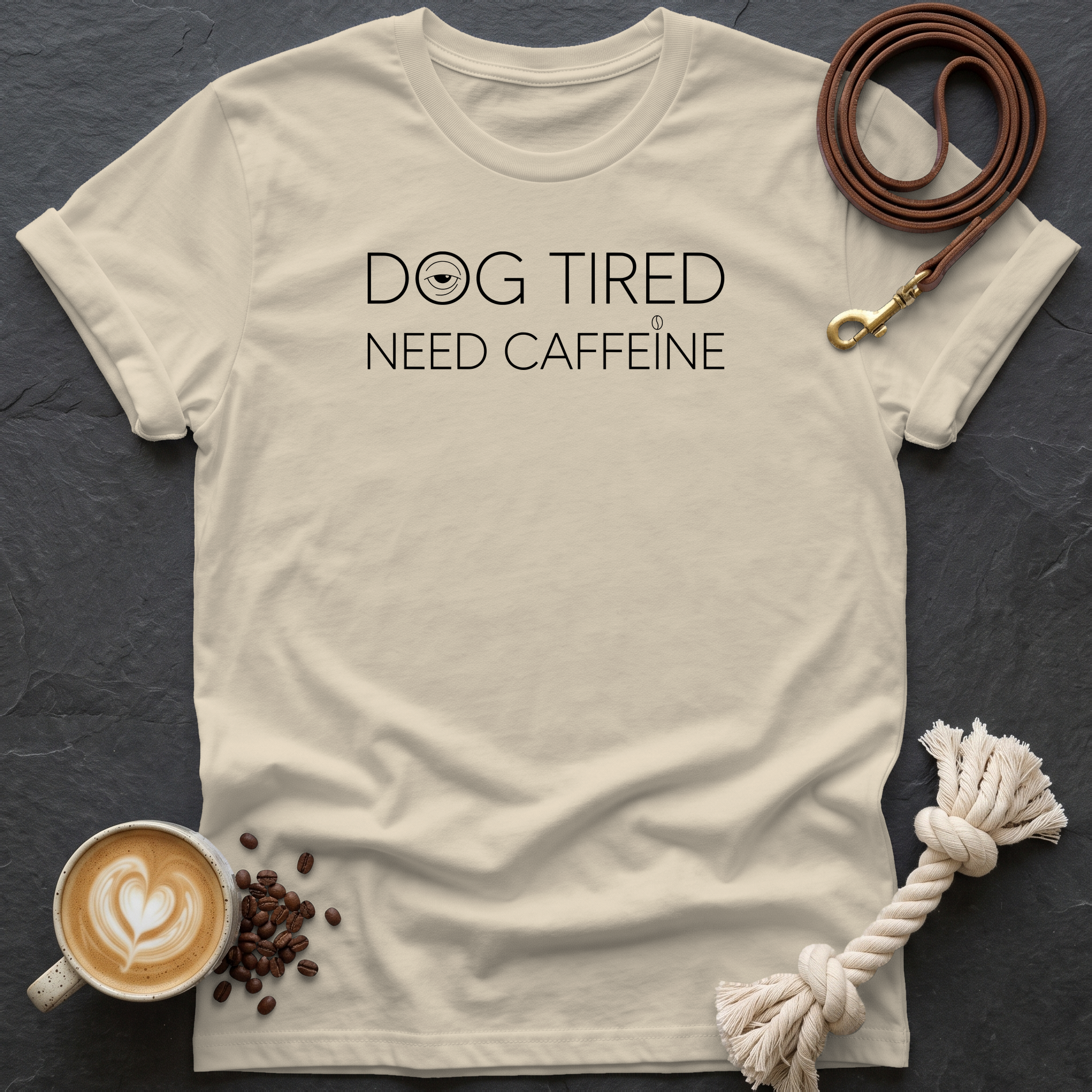 Dog Tired — Minimal T-Shirt - Sand