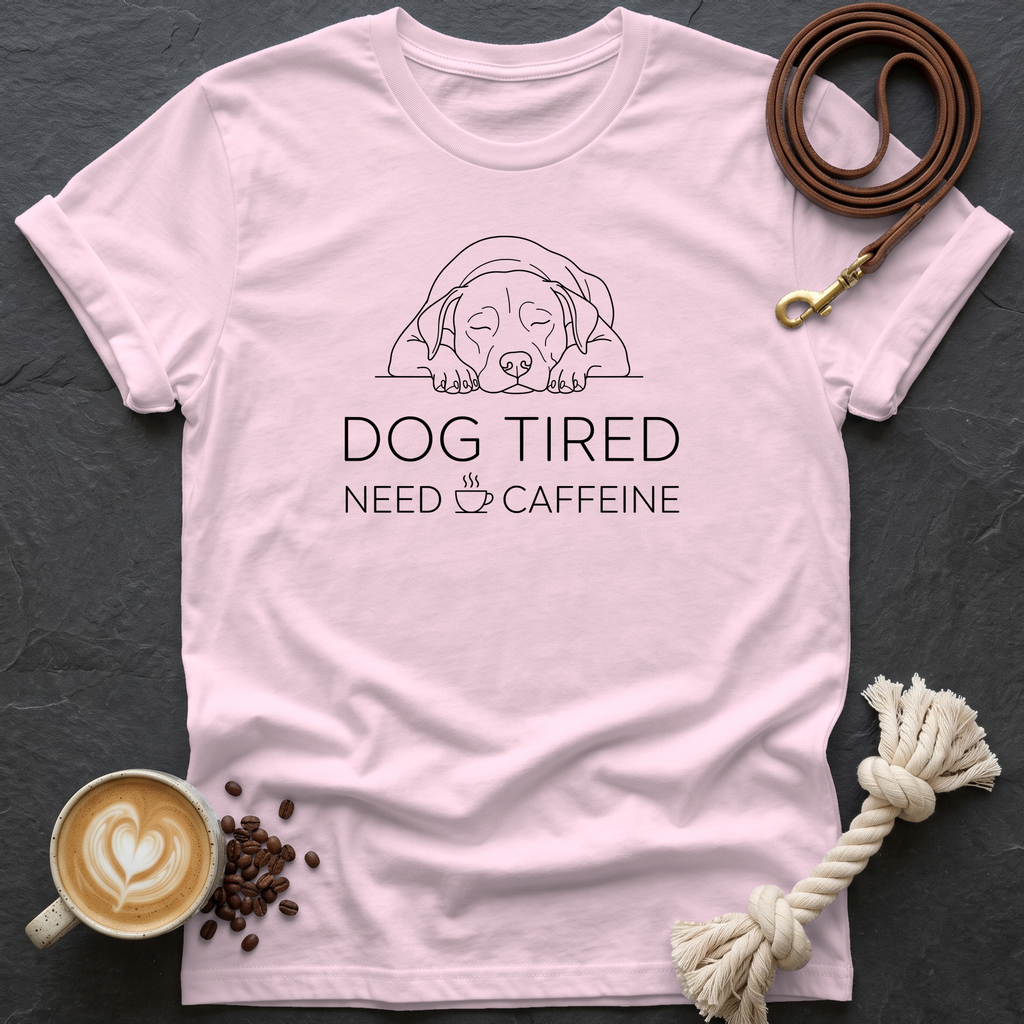 Dog Tired — Linework T-Shirt - Light Pink