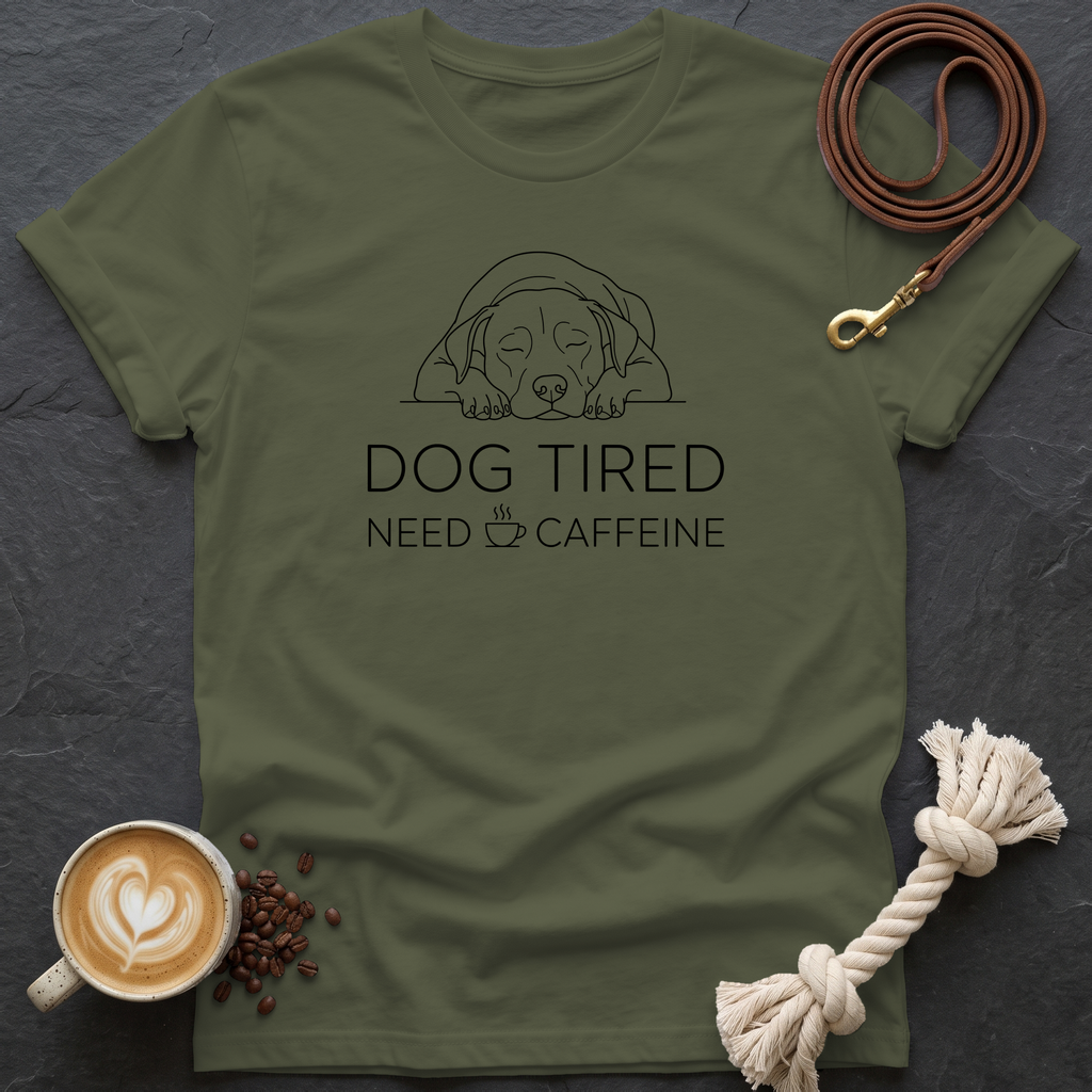 Dog Tired — Linework T-Shirt - Military Green