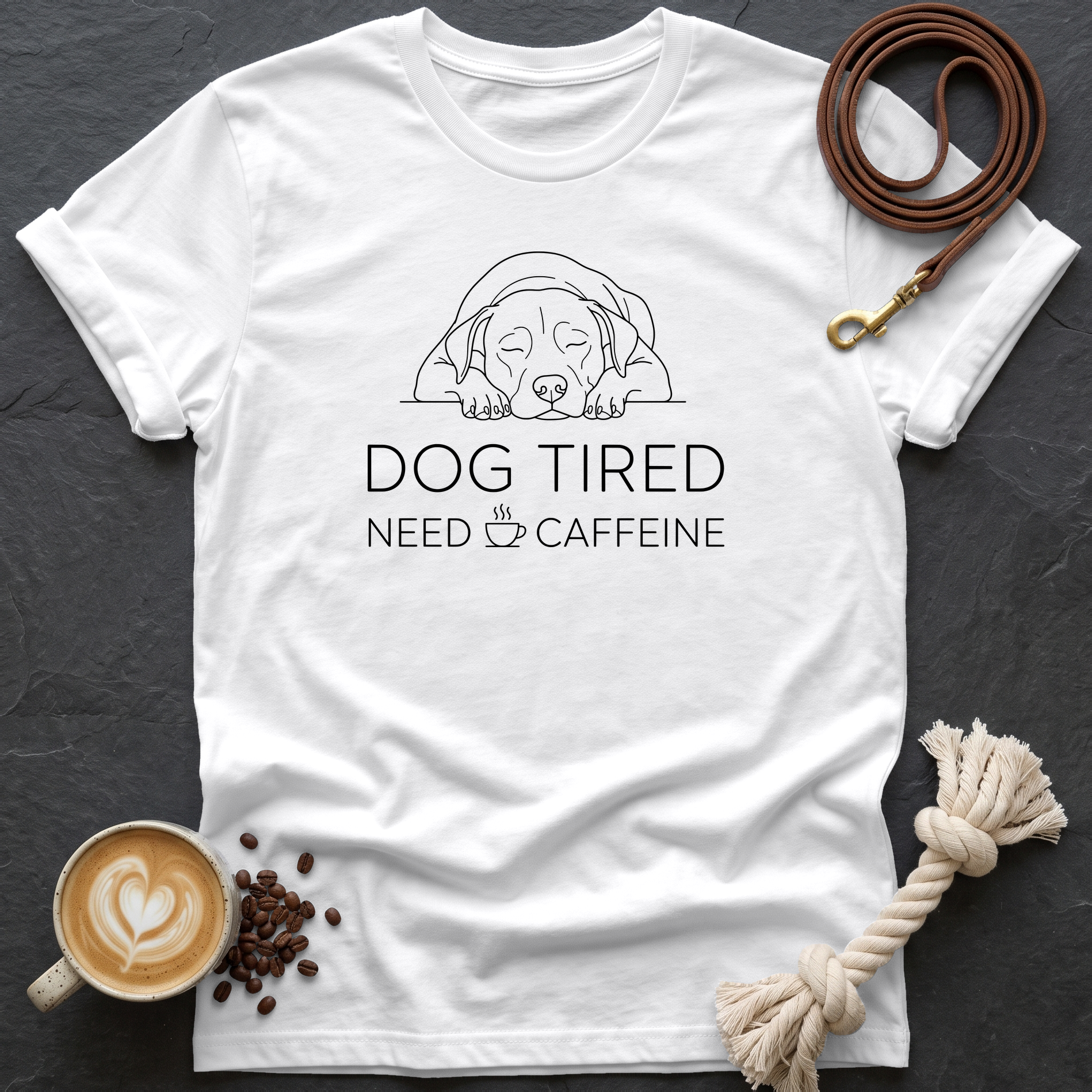 Dog Tired — Linework T-Shirt - White
