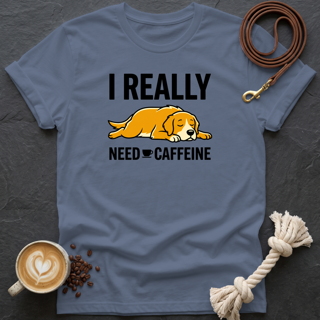 I Really Need Caffeine T-Shirt - Heather Indigo