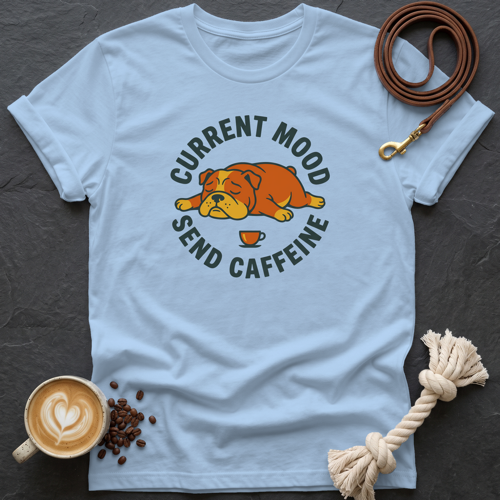 Retro Bulldog Current Mood T-Shirt - Light Blue