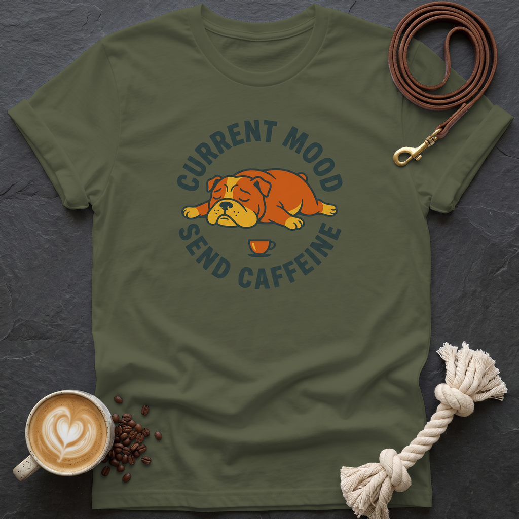 Retro Bulldog Current Mood T-Shirt - Military Green