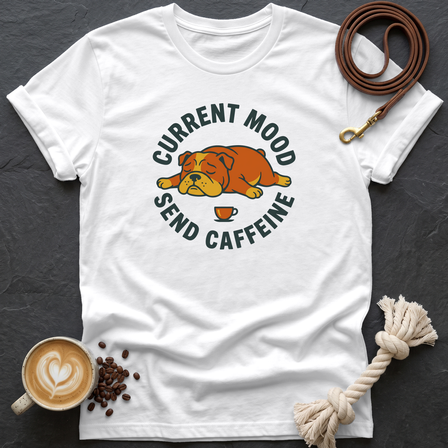 Retro Bulldog Current Mood T-Shirt - White