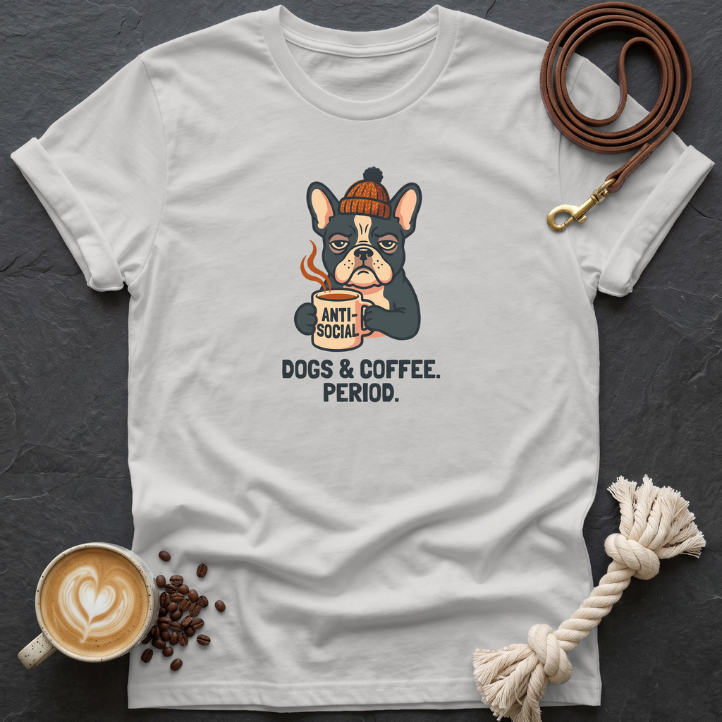 Dogs & Coffee. Period. — Anti-Social T-Shirt - Ice Grey