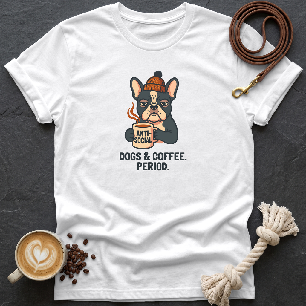 Dogs & Coffee. Period. — Anti-Social T-Shirt - White
