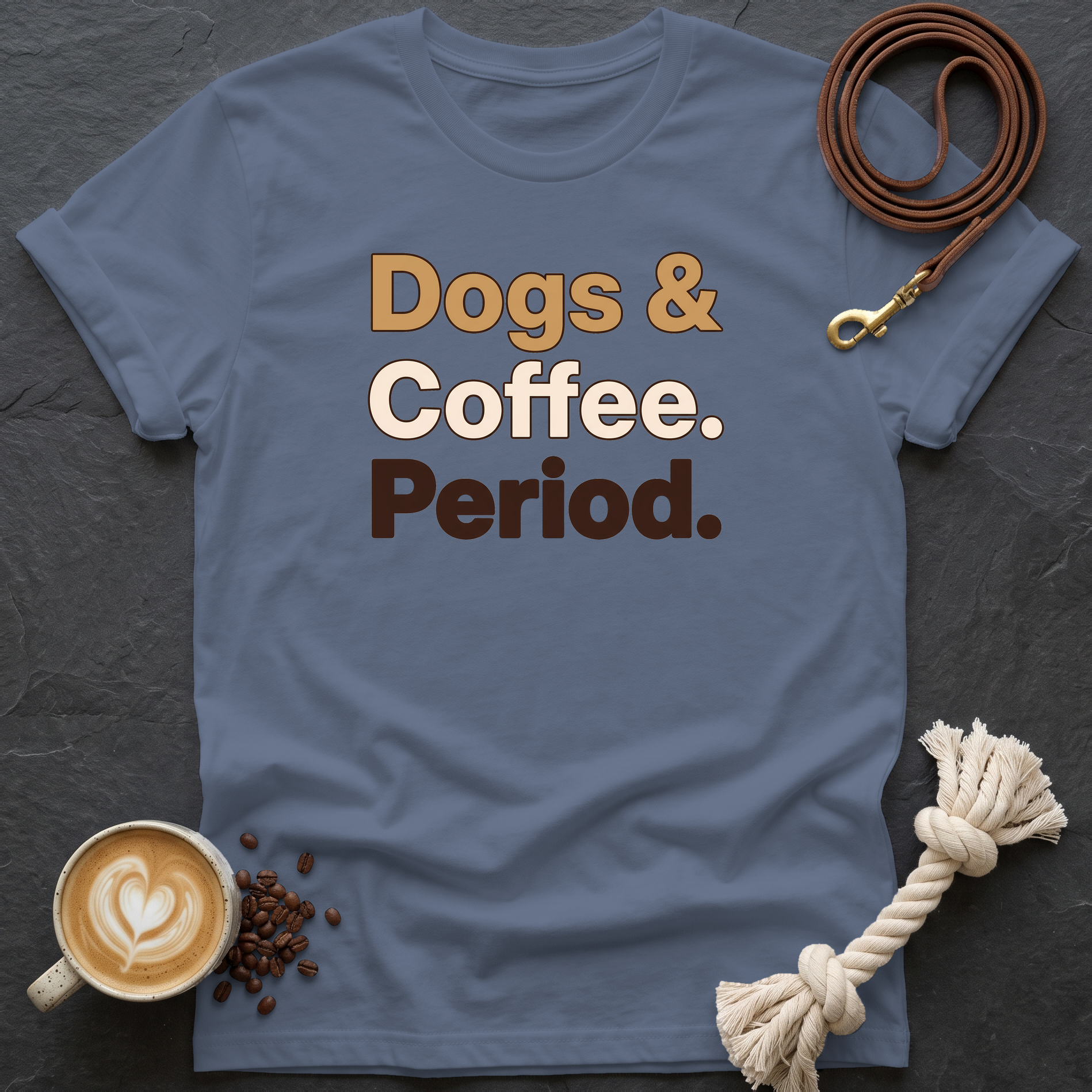 Dogs & Coffee. Period. — Classic T-Shirt - Heather Indigo