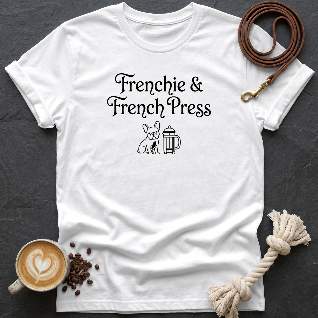 Frenchie and French Press T-Shirt - White
