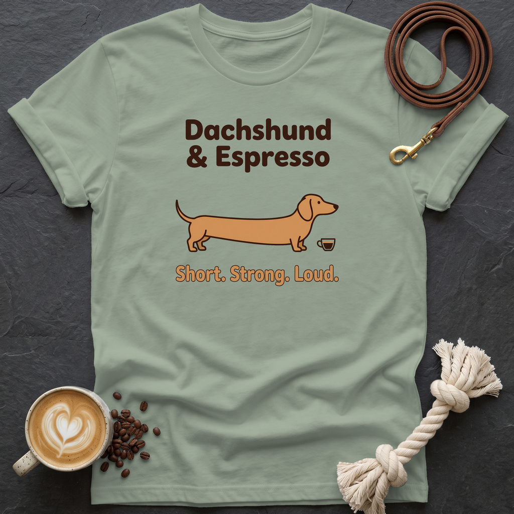 Dachshund and Espresso T-Shirt - Sage