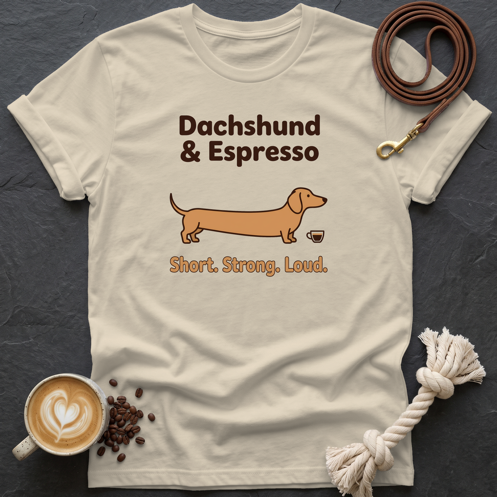 Dachshund and Espresso T-Shirt - Sand