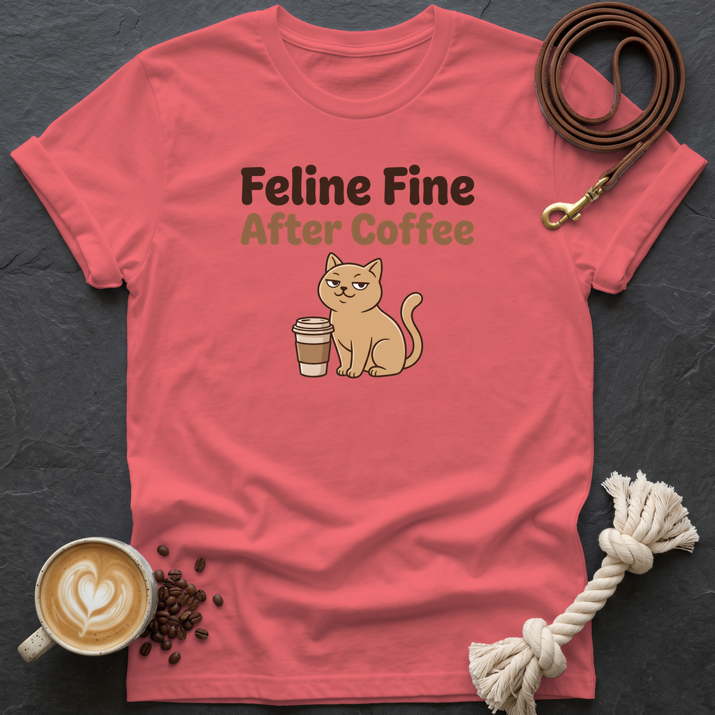 Feline Fine T-Shirt - Coral Silk