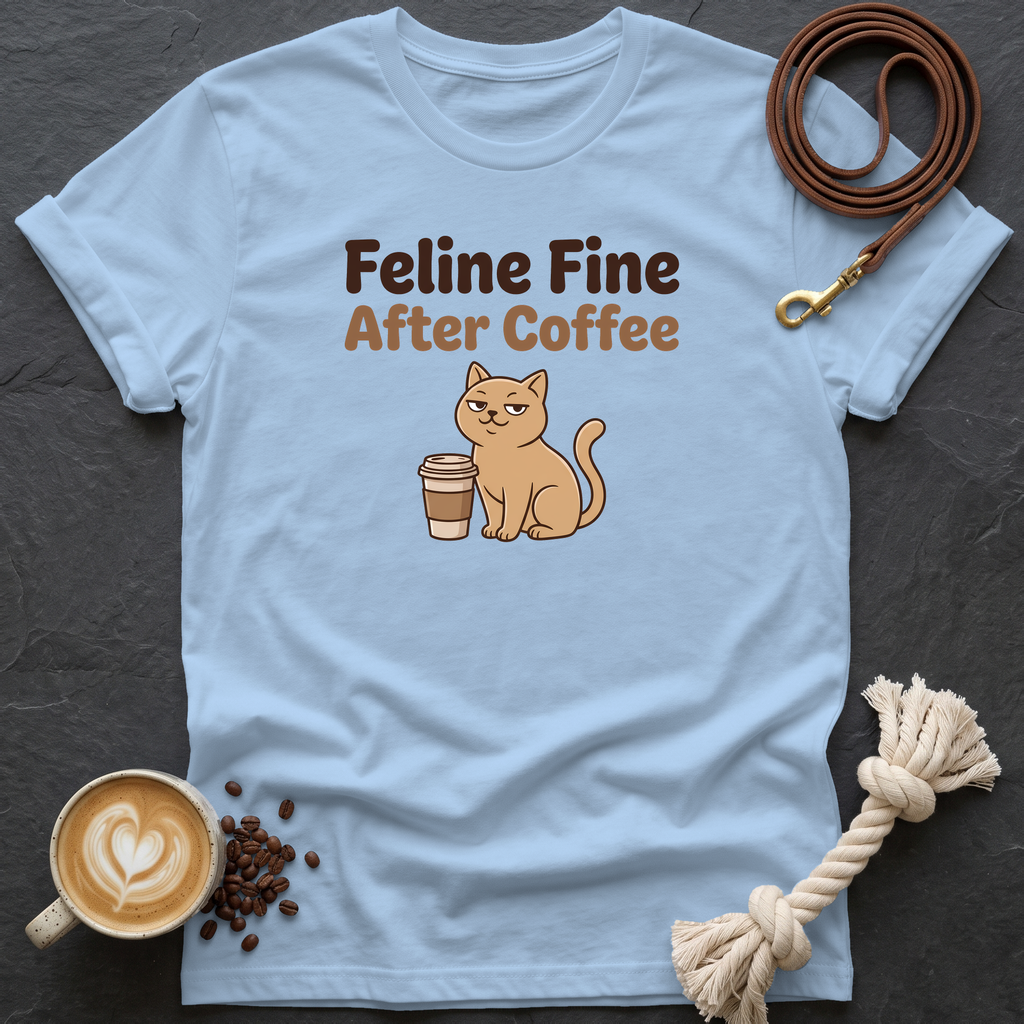 Feline Fine T-Shirt - Light Blue