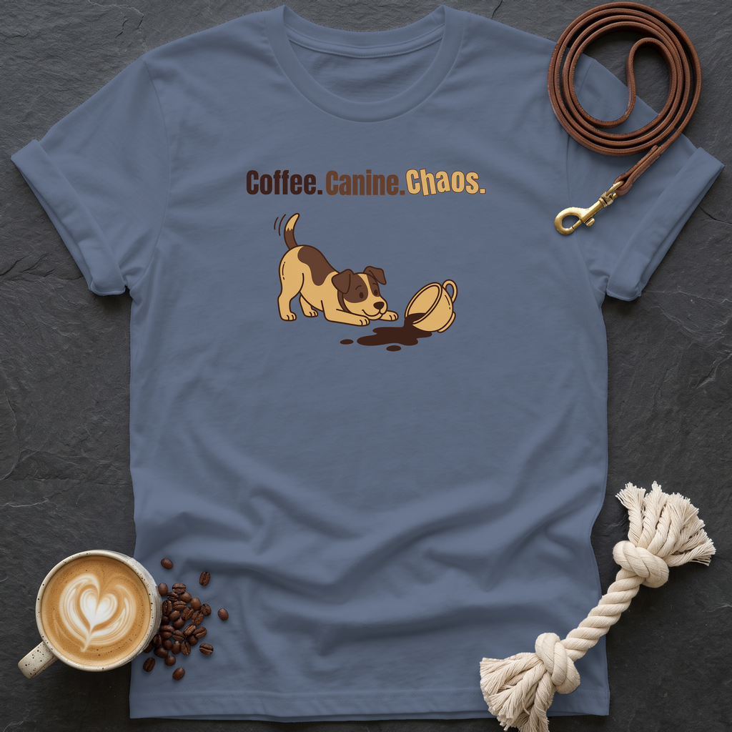 Coffee Canine Chaos T-Shirt - Heather Indigo
