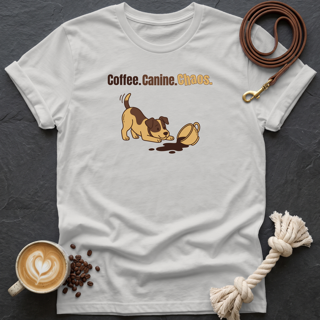 Coffee Canine Chaos T-Shirt - Ice Grey
