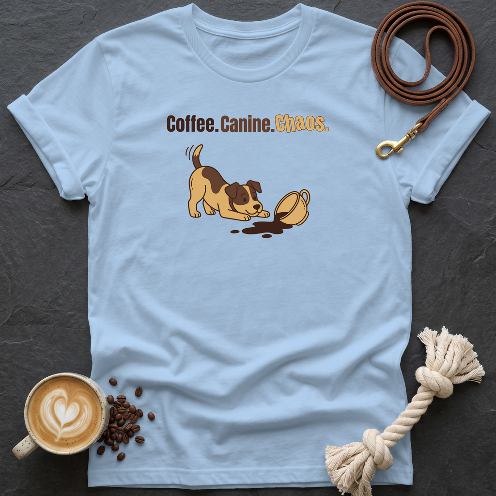 Coffee Canine Chaos T-Shirt - Light Blue