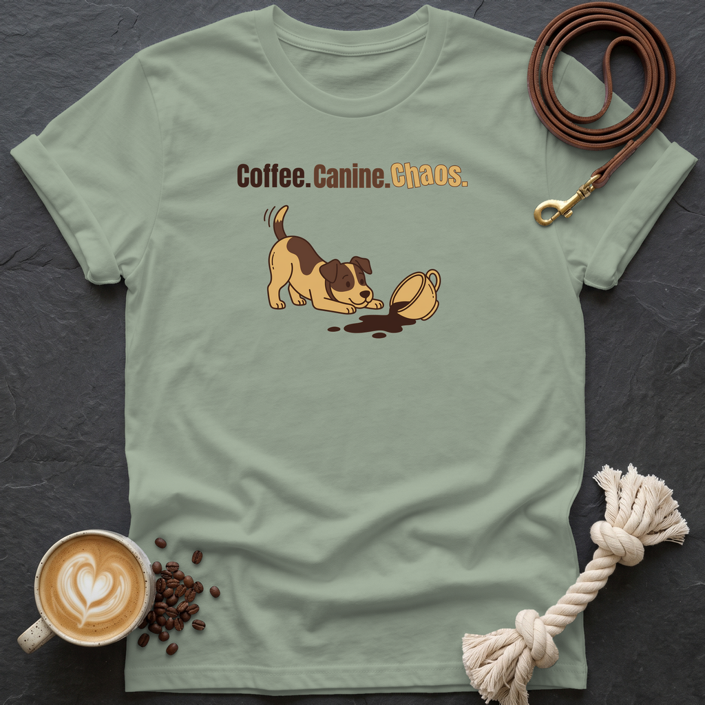 Coffee Canine Chaos T-Shirt - Sage