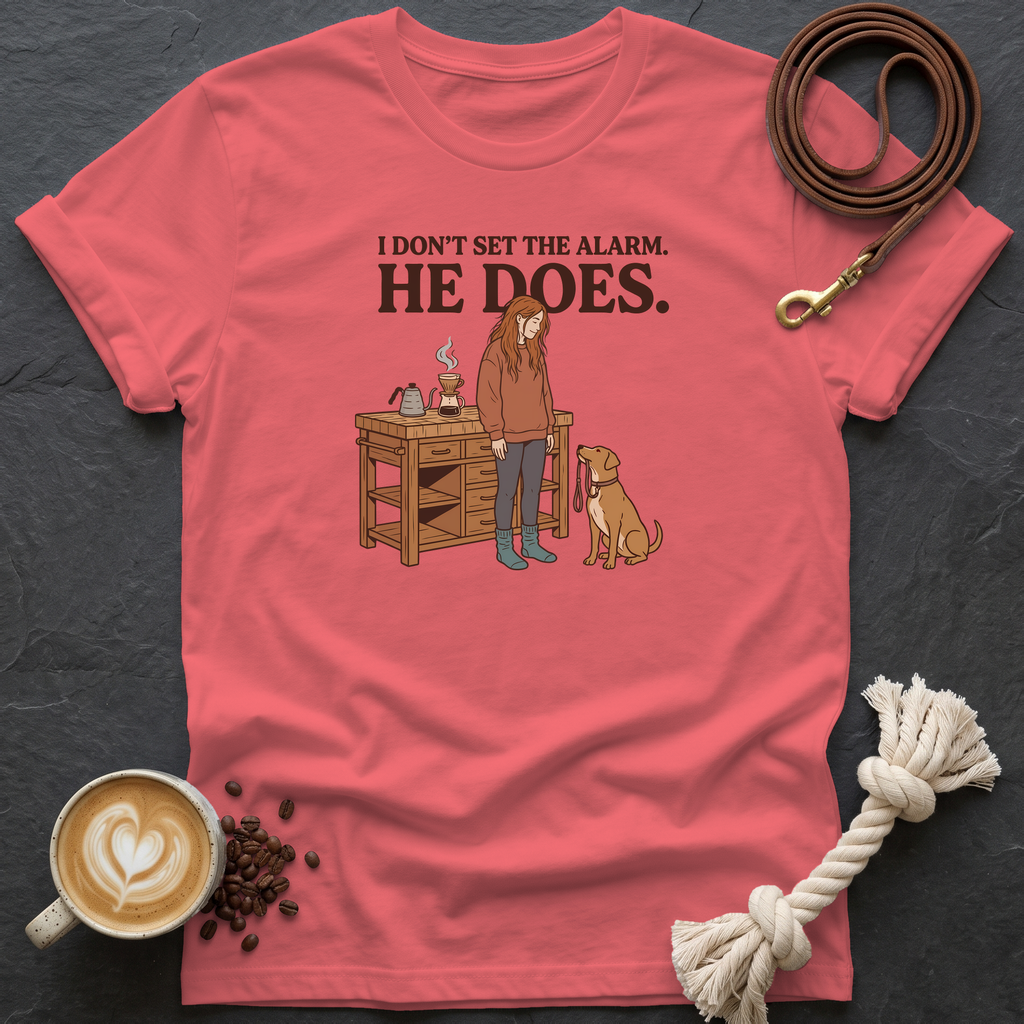 I don't set the alarm T-Shirt - Coral Silk