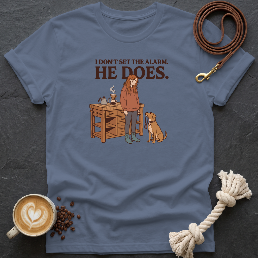 I don't set the alarm T-Shirt - Heather Indigo