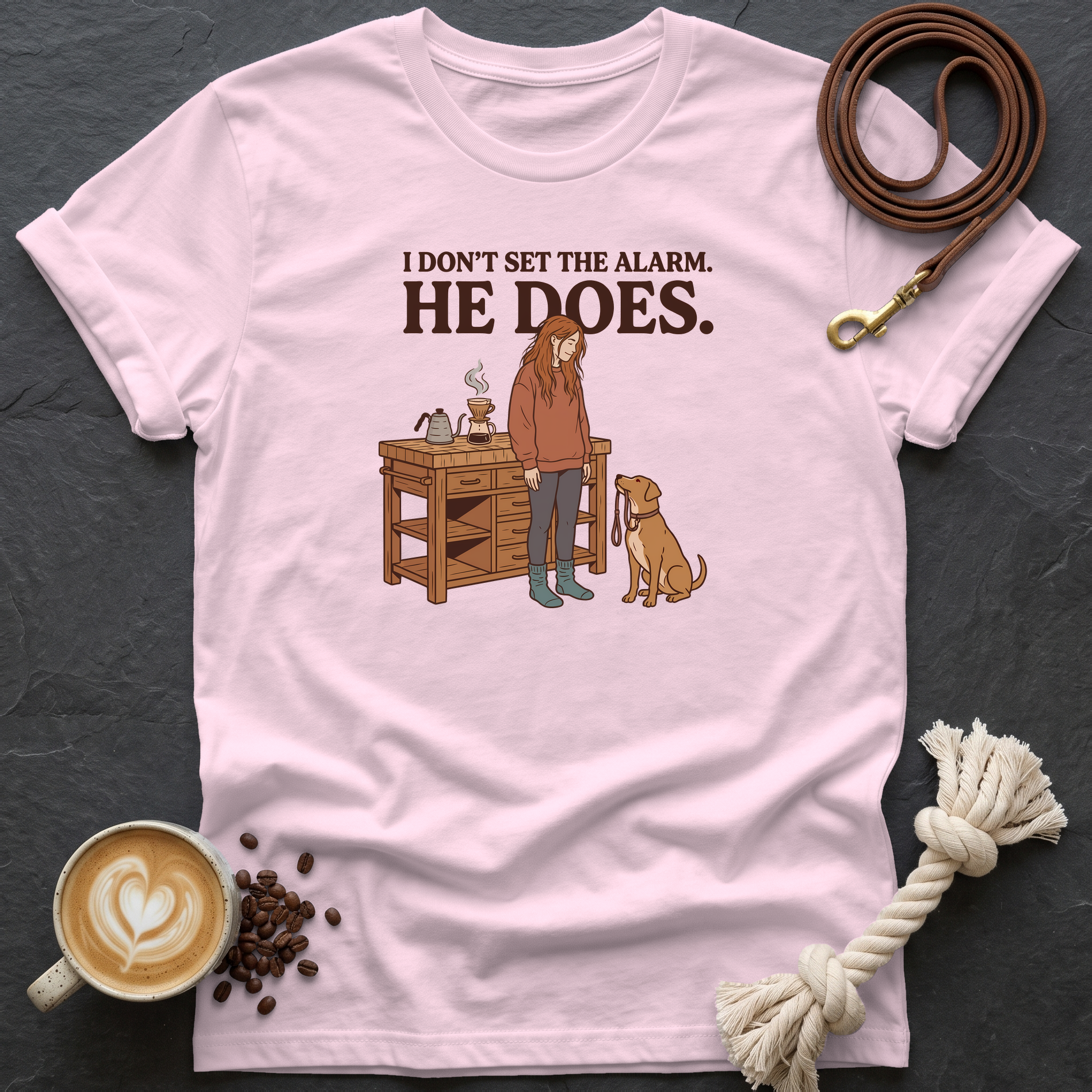 I don't set the alarm T-Shirt - Light Pink