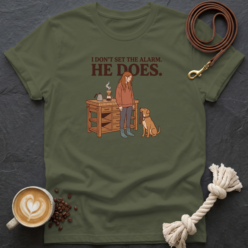 I don't set the alarm T-Shirt - Military Green
