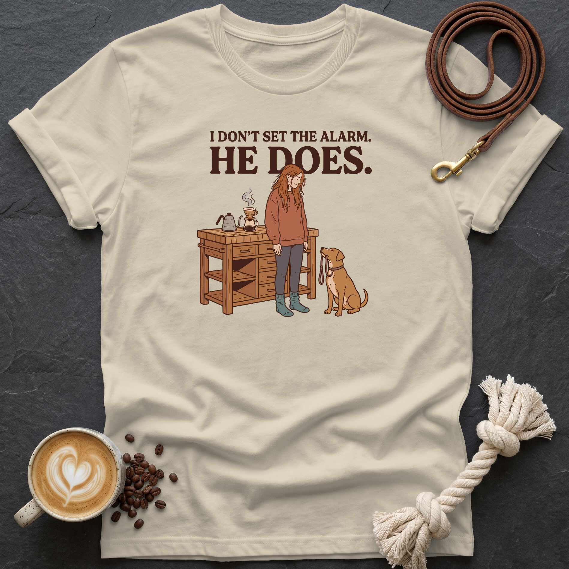 I don't set the alarm T-Shirt - Sand