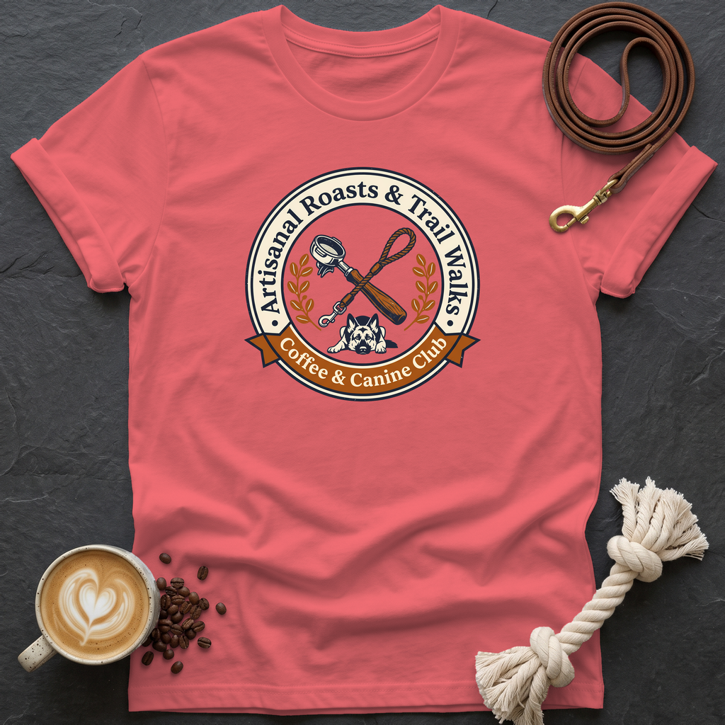 Coffee and Canine Club T-Shirt - Coral Silk