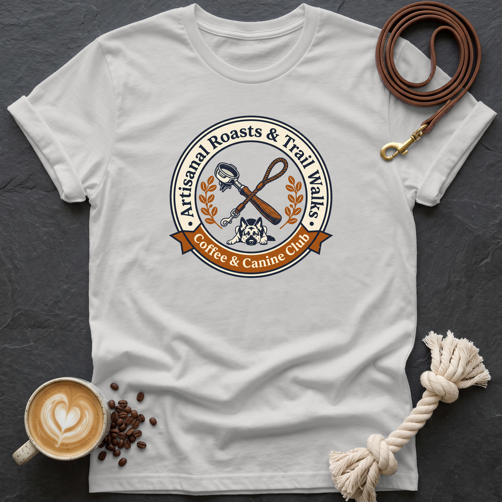 Coffee and Canine Club T-Shirt - Ice Grey