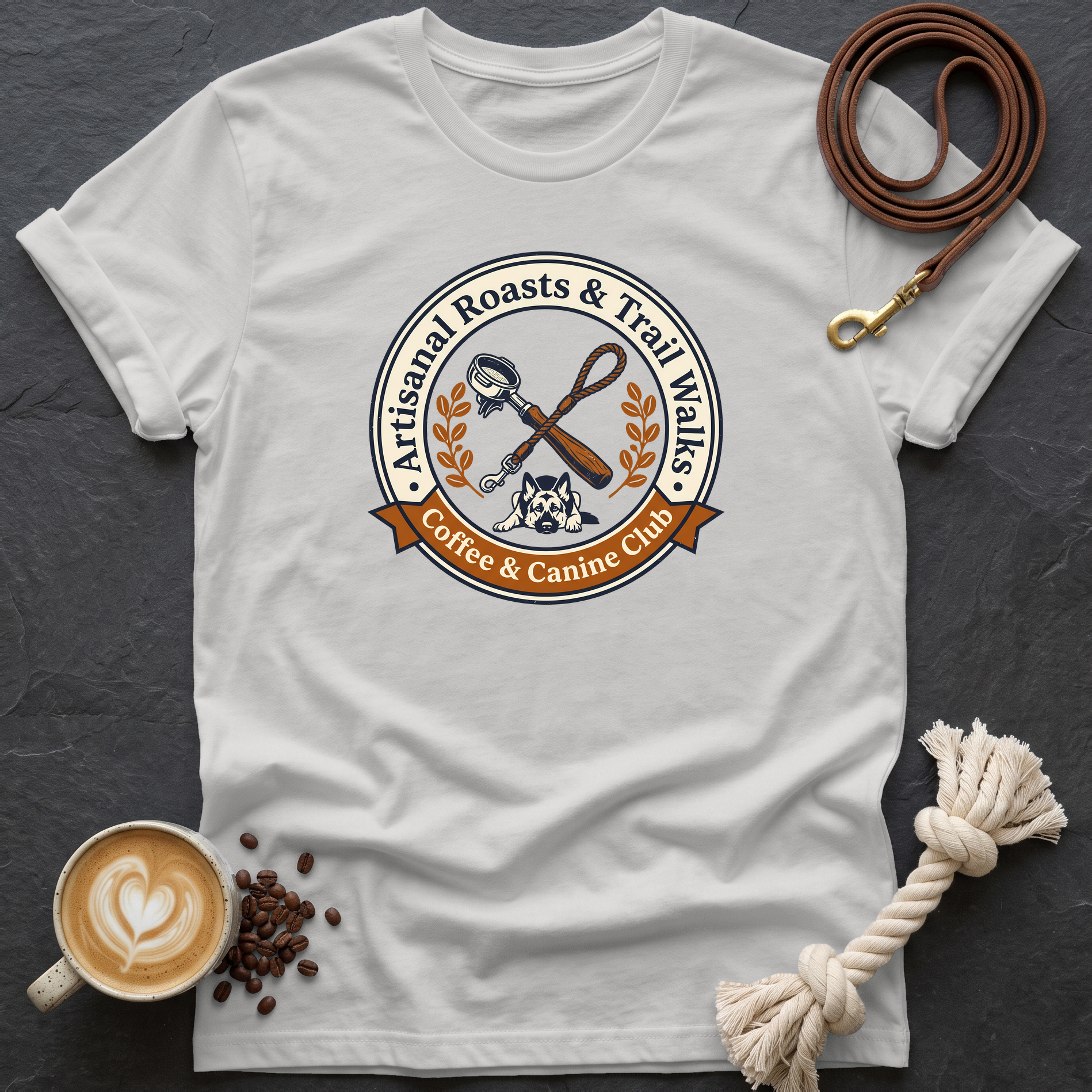 Coffee and Canine Club T-Shirt - Ice Grey