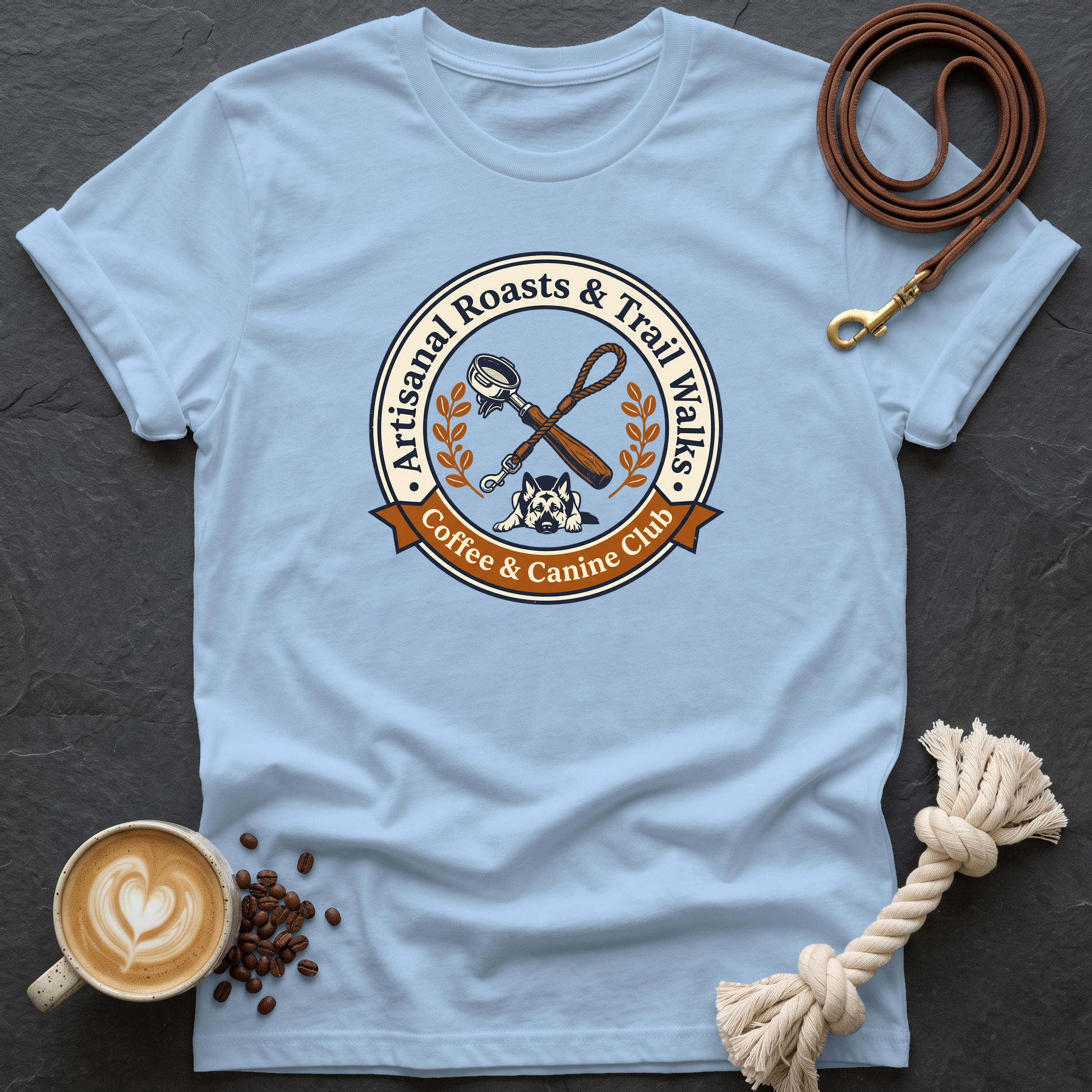 Coffee and Canine Club T-Shirt - Light Blue