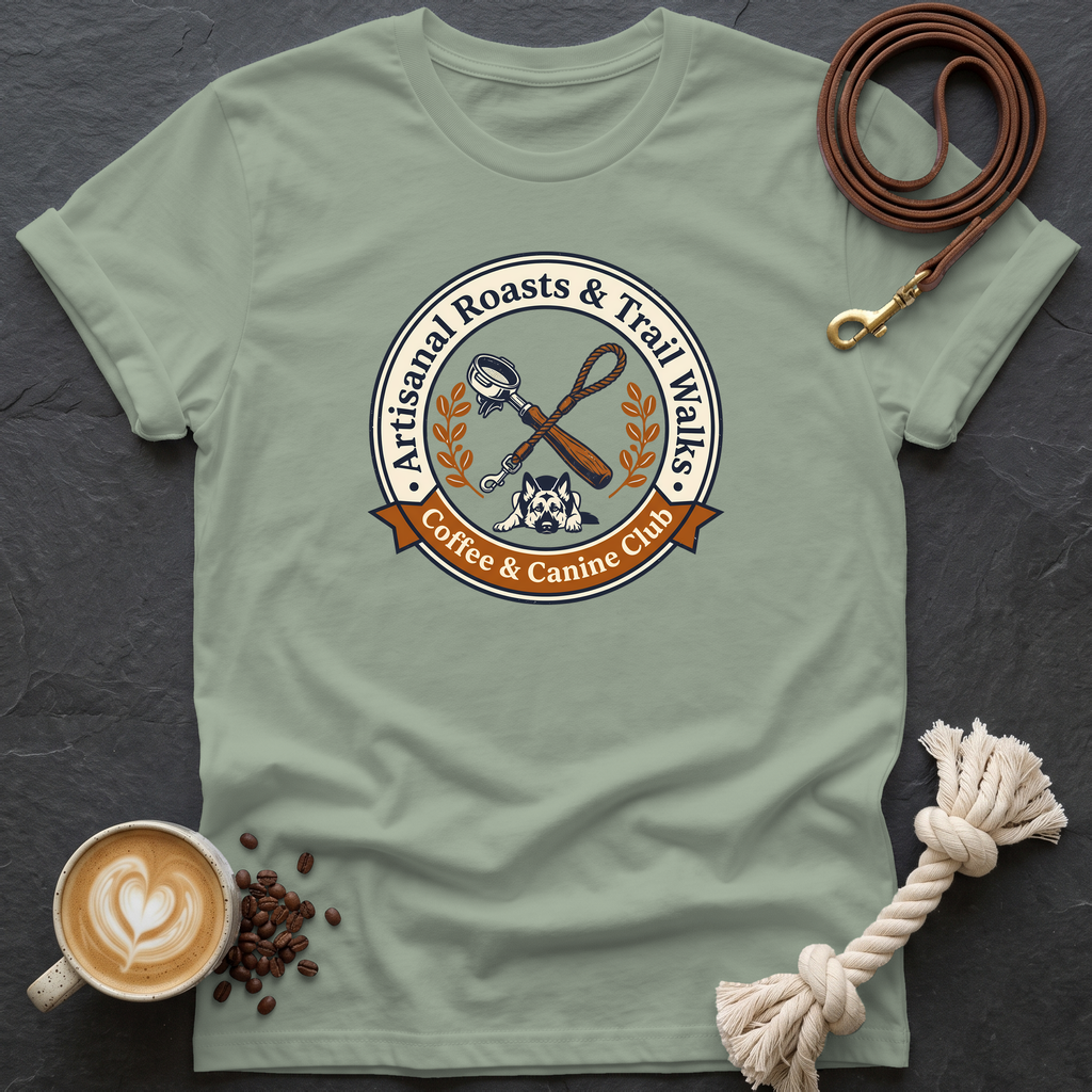 Coffee and Canine Club T-Shirt - Sage