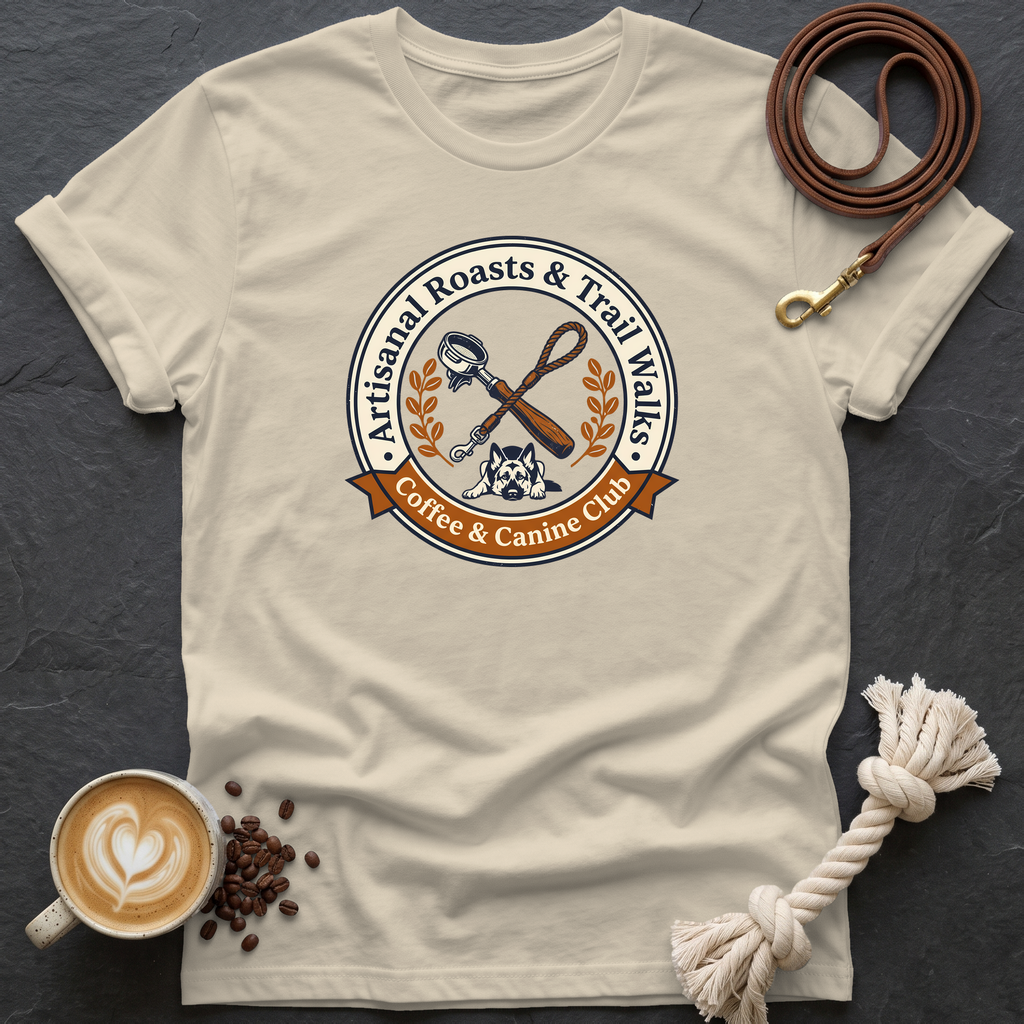 Coffee and Canine Club T-Shirt - Sand