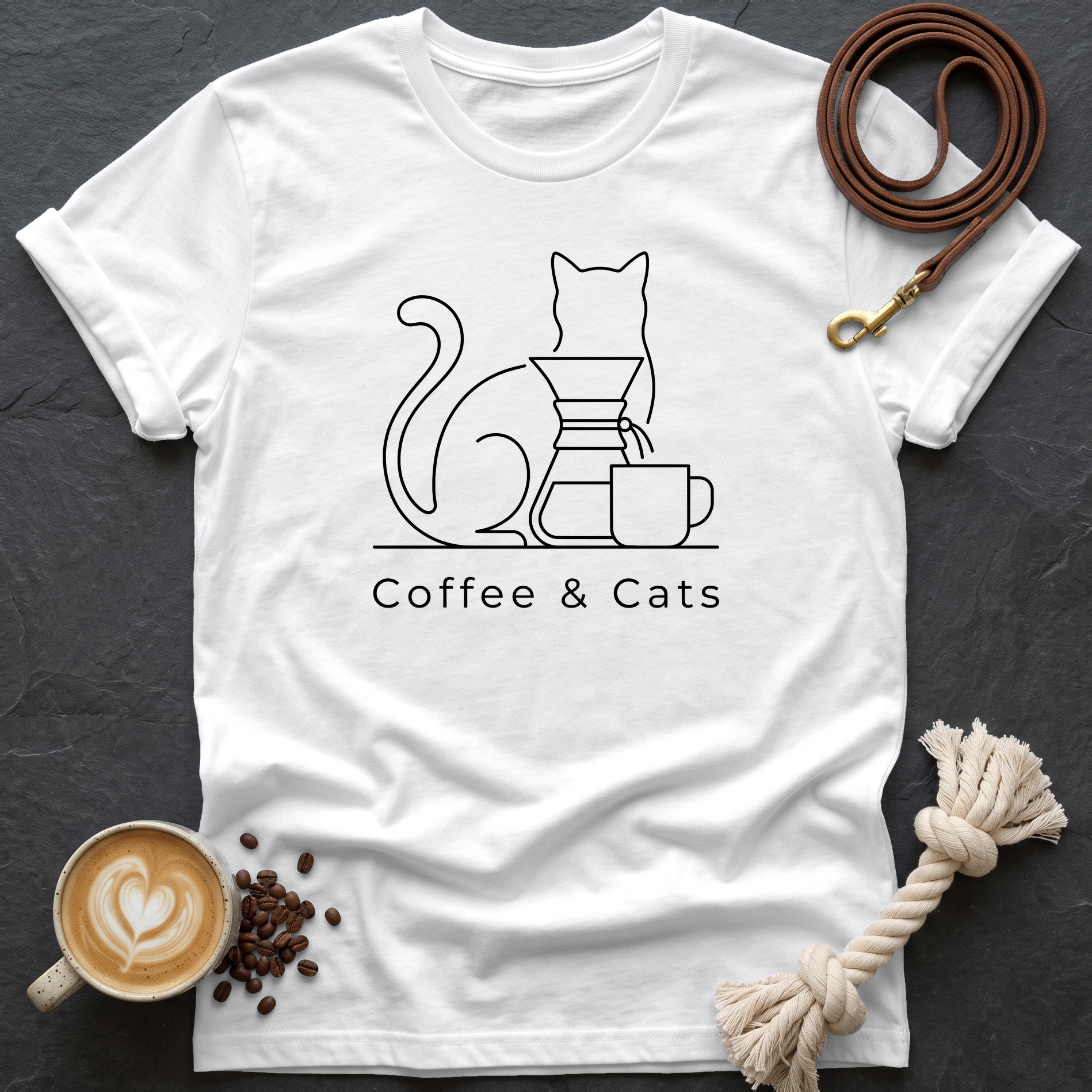 Coffee and Cats T-Shirt - White
