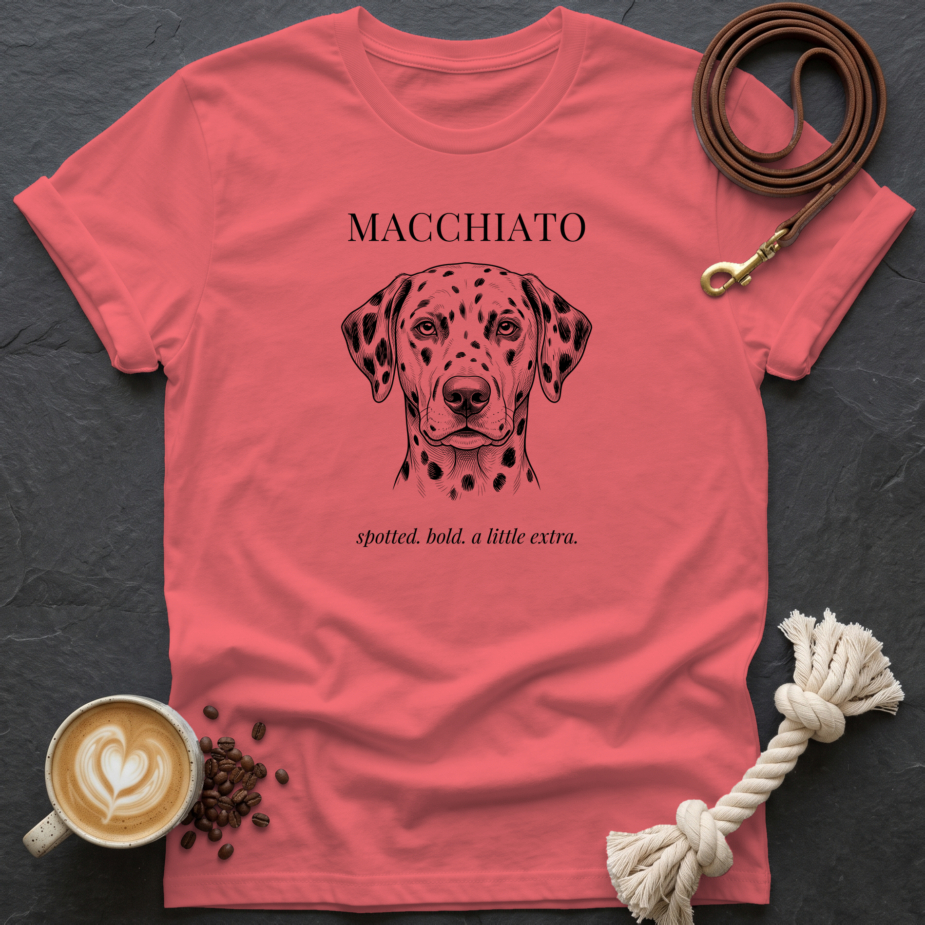 Dalmatian Macchiato T-Shirt - Coral Silk