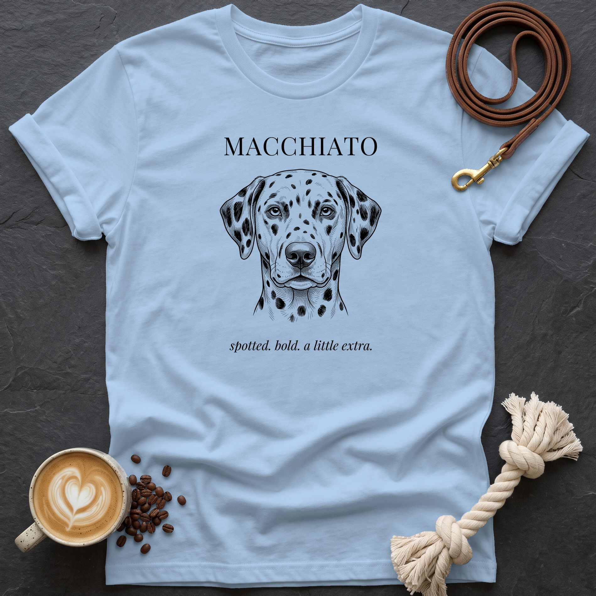 Dalmatian Macchiato T-Shirt - Light Blue