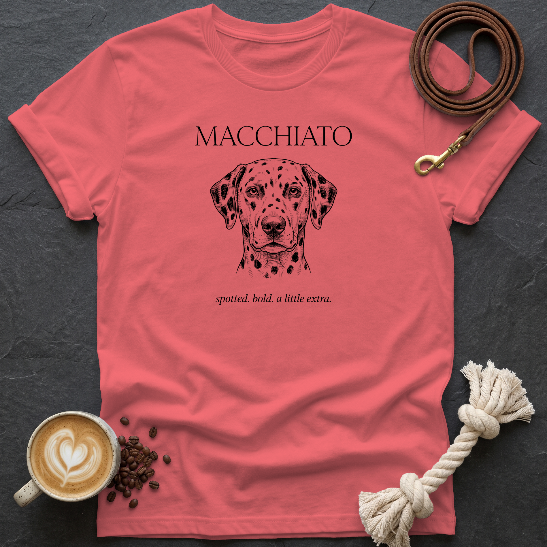 Dalmatian Macchiato T-Shirt - Coral Silk