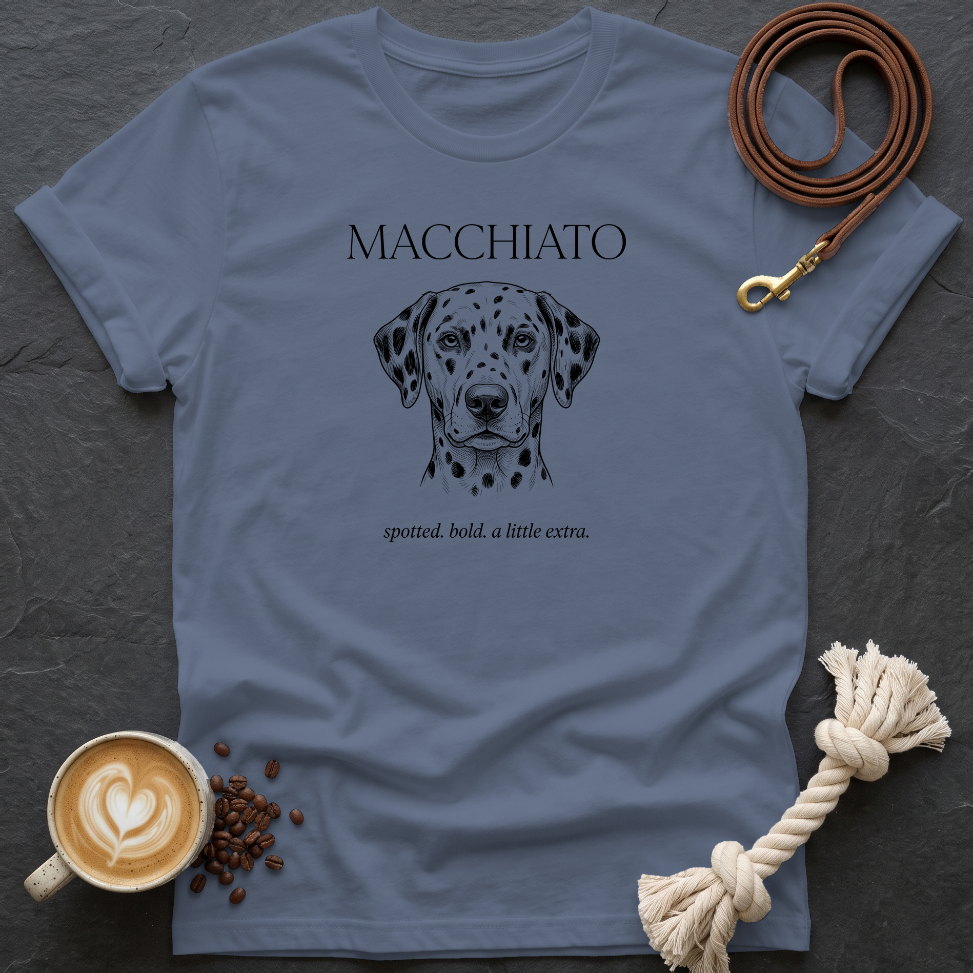 Dalmatian Macchiato T-Shirt - Heather Indigo
