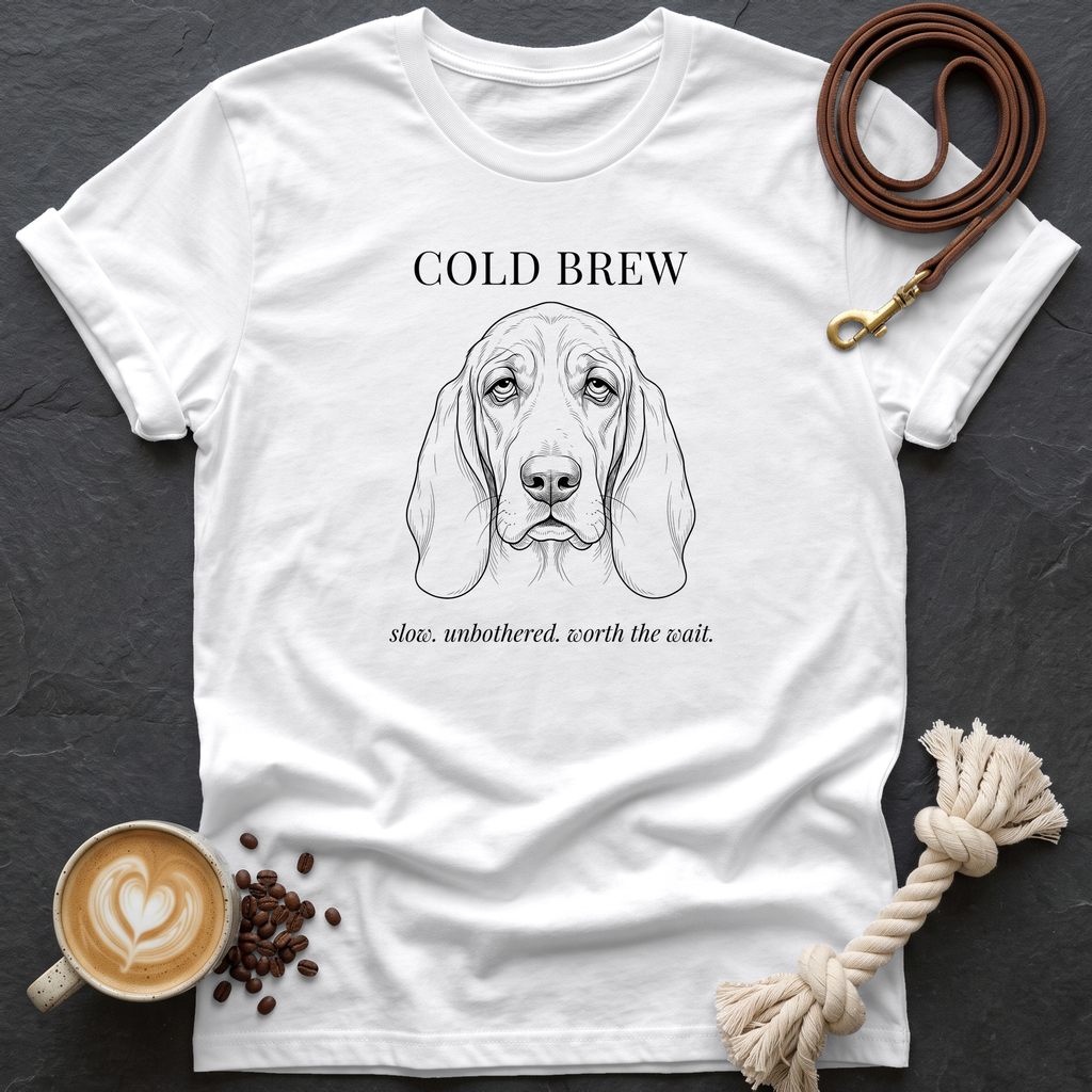 Basset Hound Cold Brew T-Shirt - White