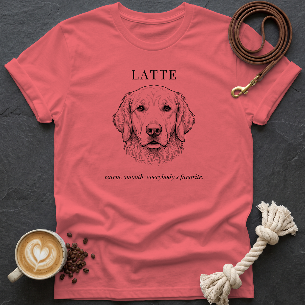 Golden Retriever Latte T-Shirt - Coral Silk