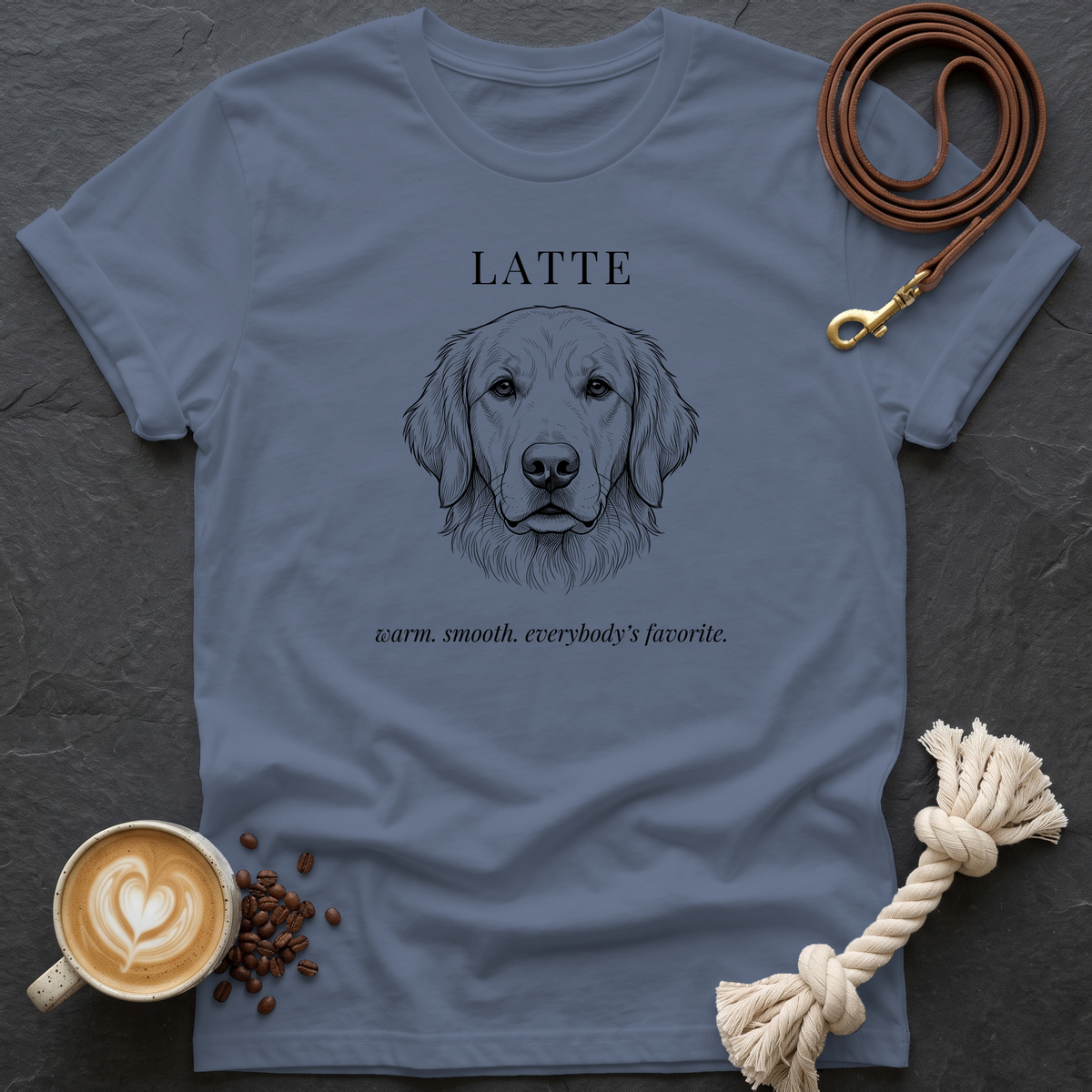 Golden Retriever Latte T-Shirt - Heather Indigo