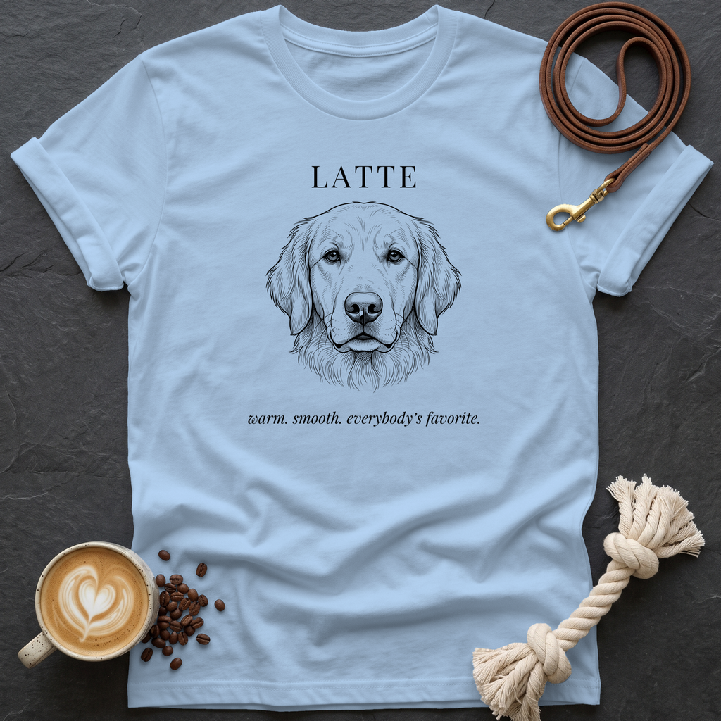 Golden Retriever Latte T-Shirt - Light Blue