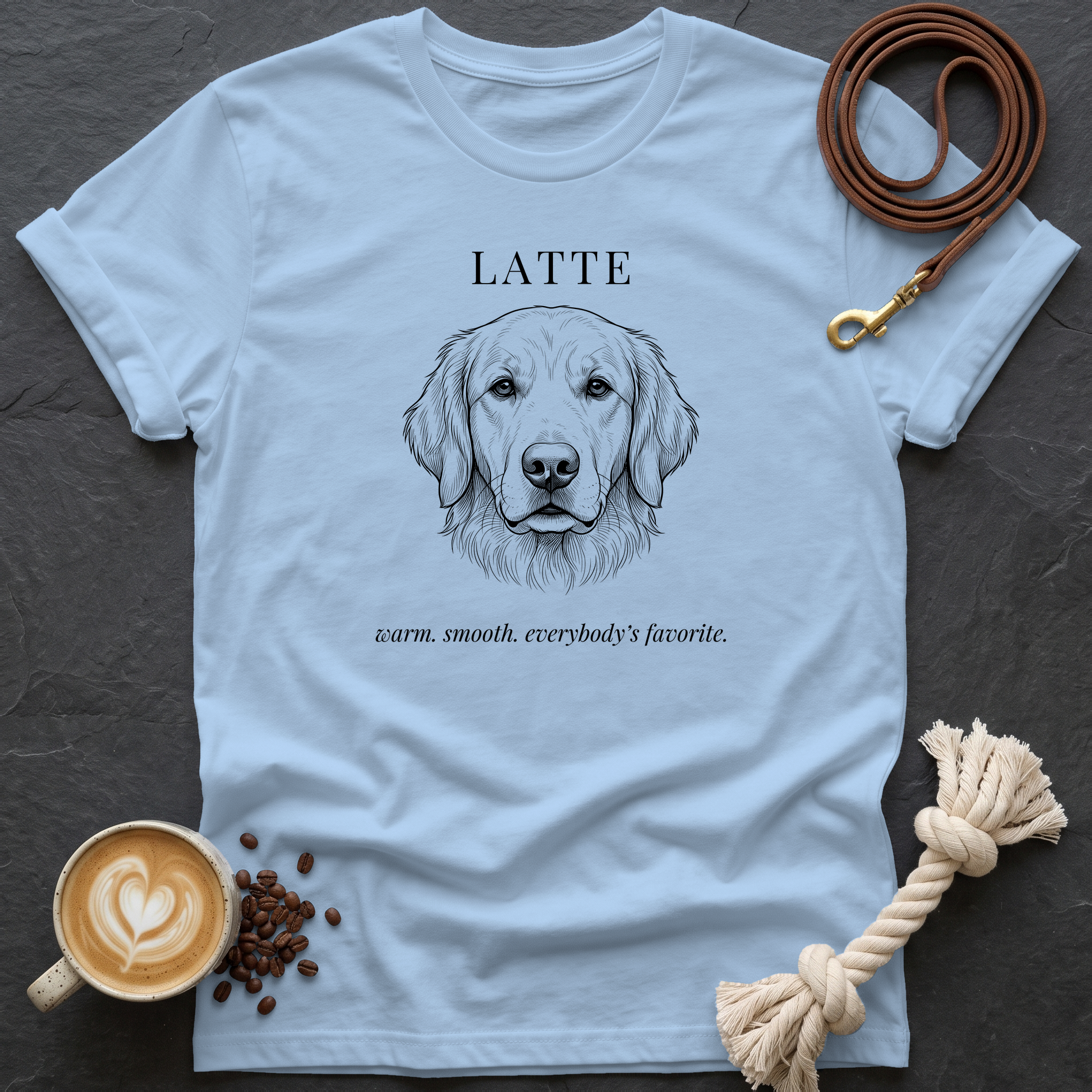 Golden Retriever Latte T-Shirt - Light Blue