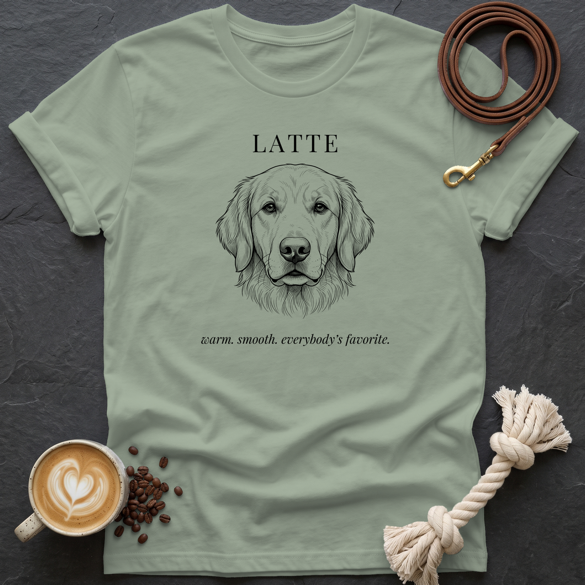 Golden Retriever Latte T-Shirt - Sage