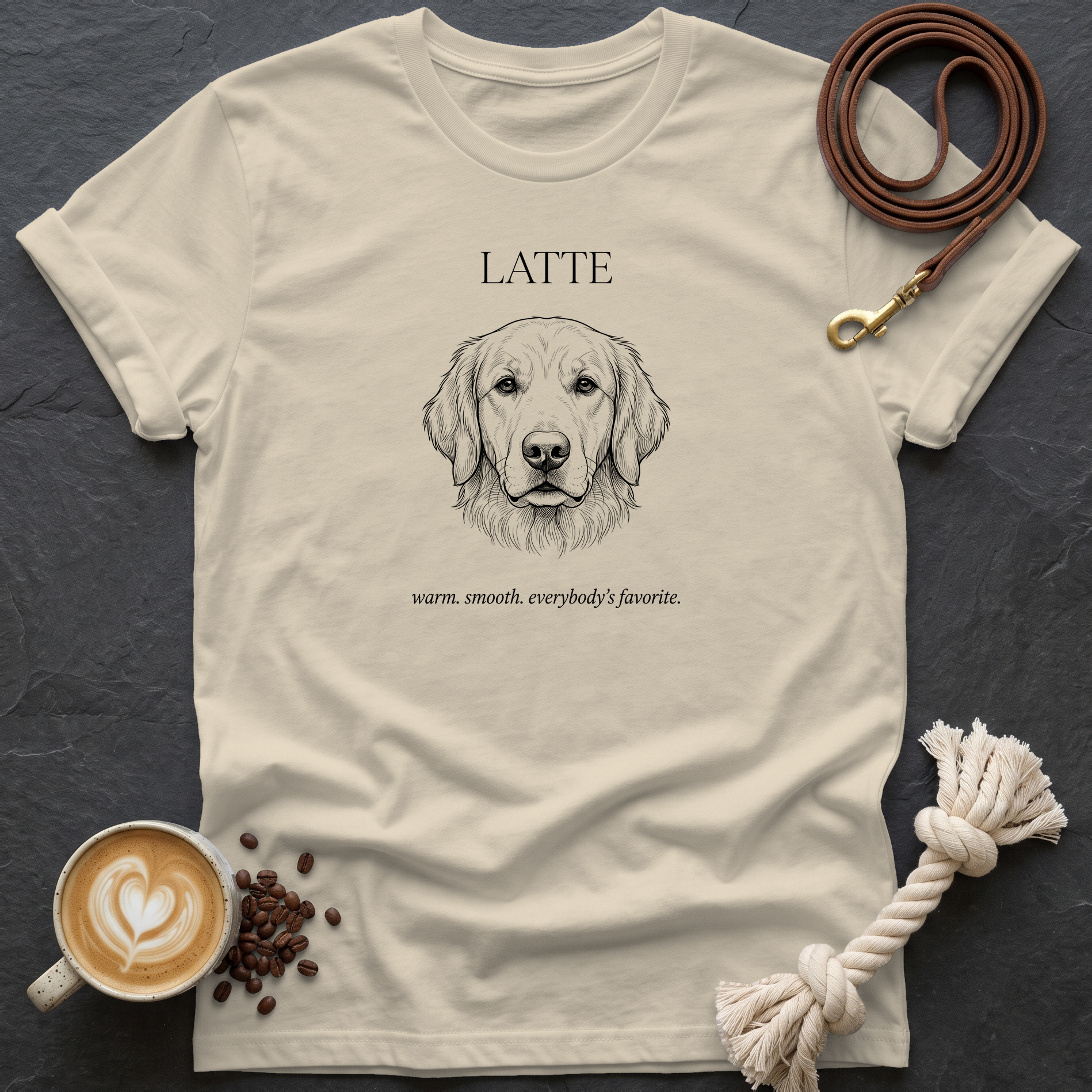 Golden Retriever Latte T-Shirt - Sand