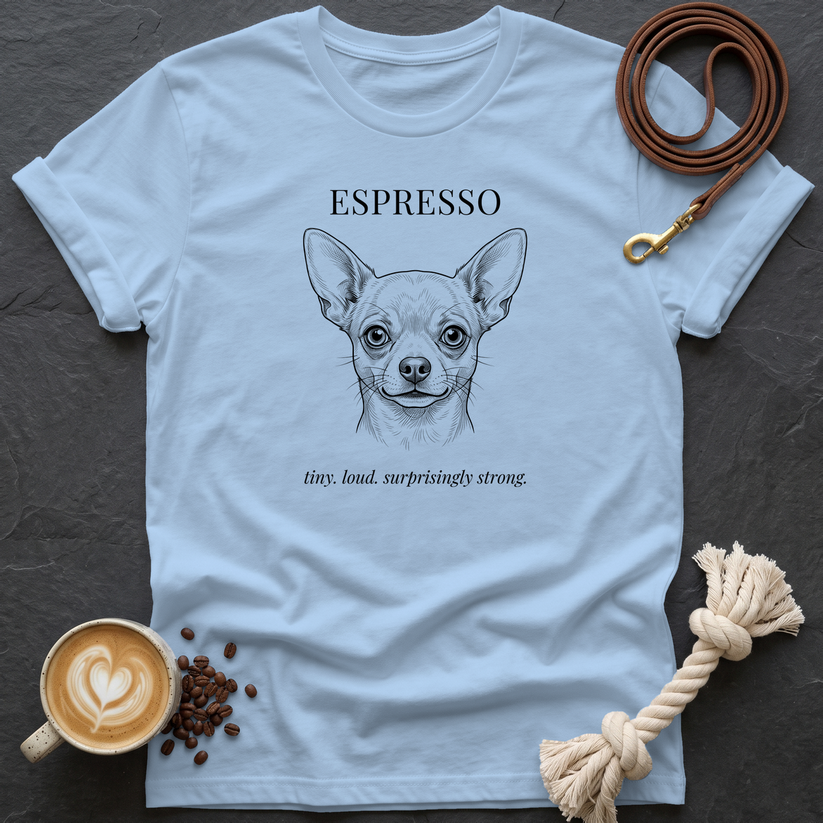 Chihuahua Espresso T-Shirt - Light Blue