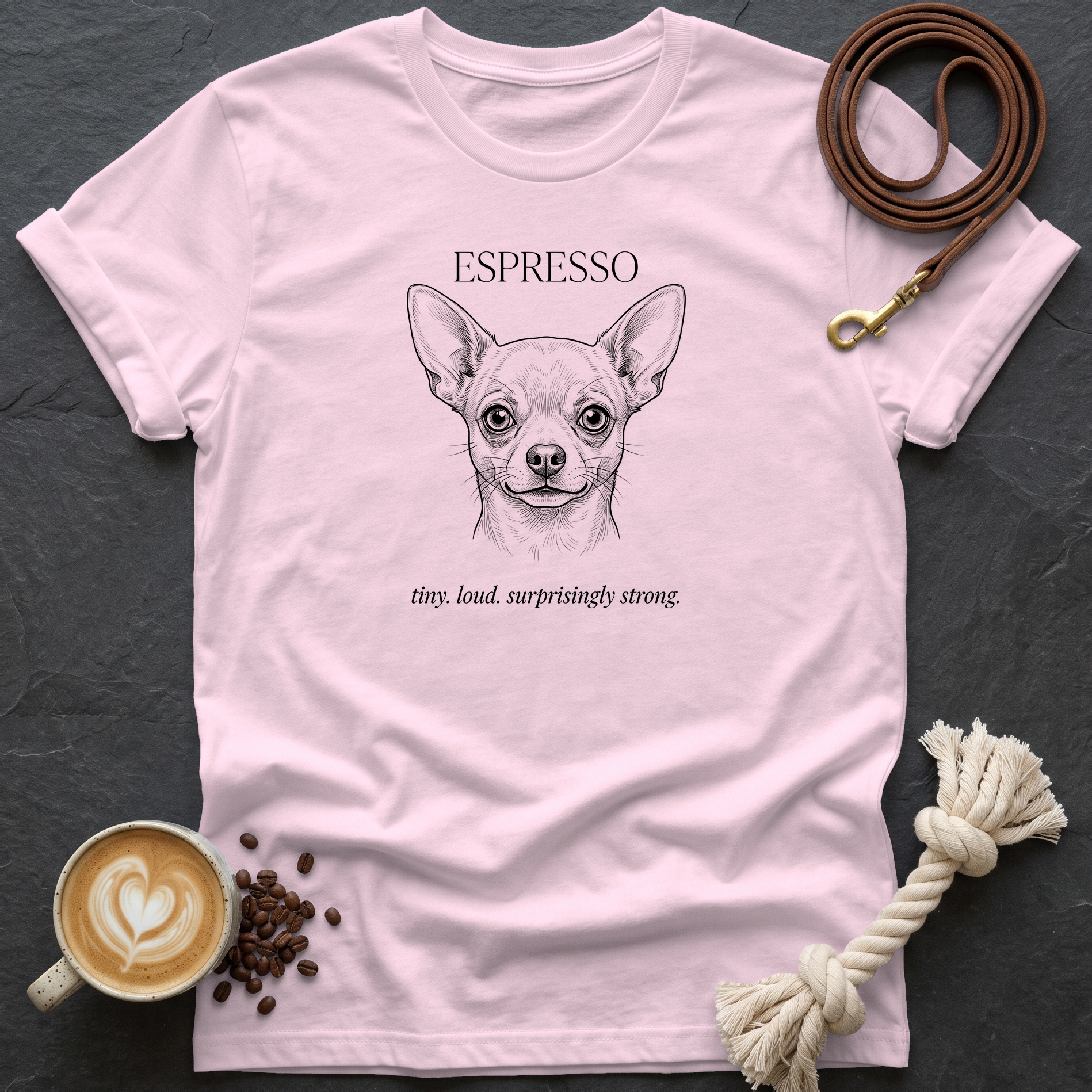 Chihuahua Espresso T-Shirt - Light Pink