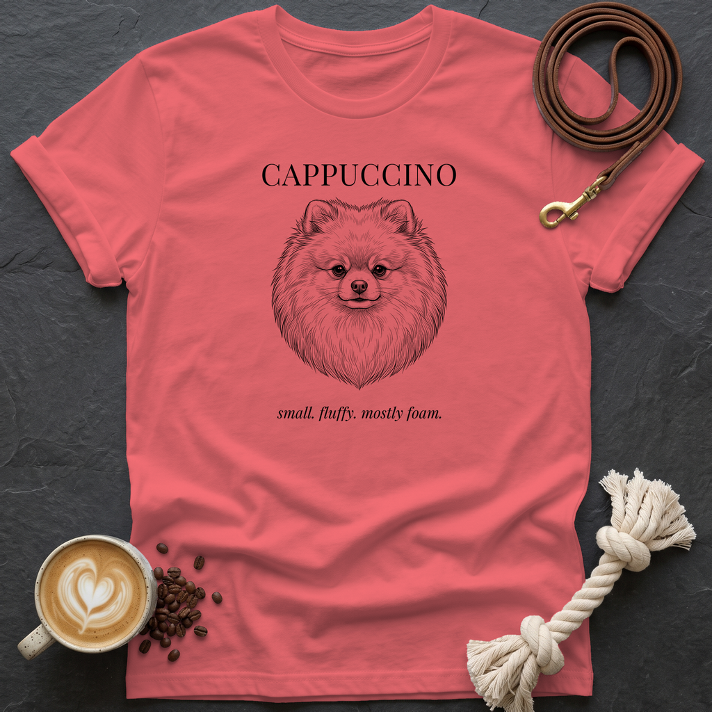 Pomeranian Cappuccino T-Shirt - Coral Silk